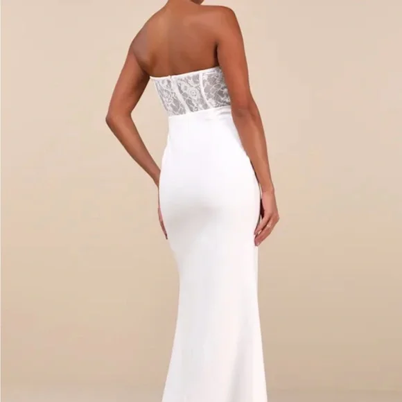 NWT Lulu's Strapless Slit Wedding Gown - Picture 2 of 7
